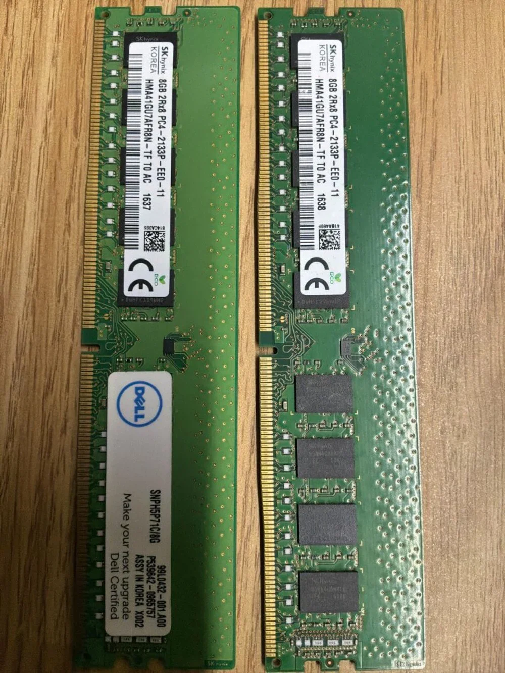 Lot of 2 SK hynix 8GB DDR4-2133P ECC RAM 16GB Total Dell Certified Memory